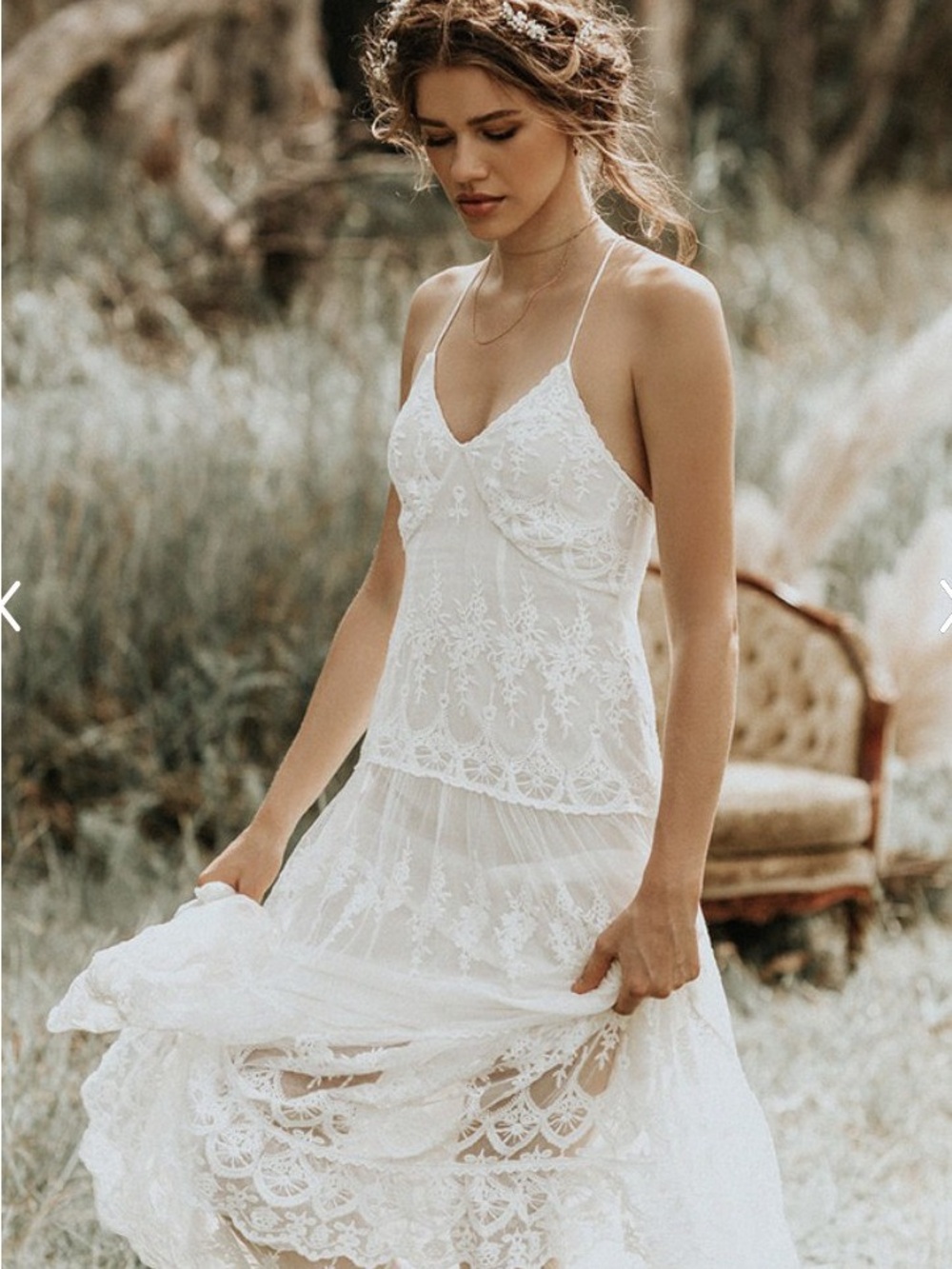 Spell Ivory Lace Spaghetti-Strap Maxi Dress